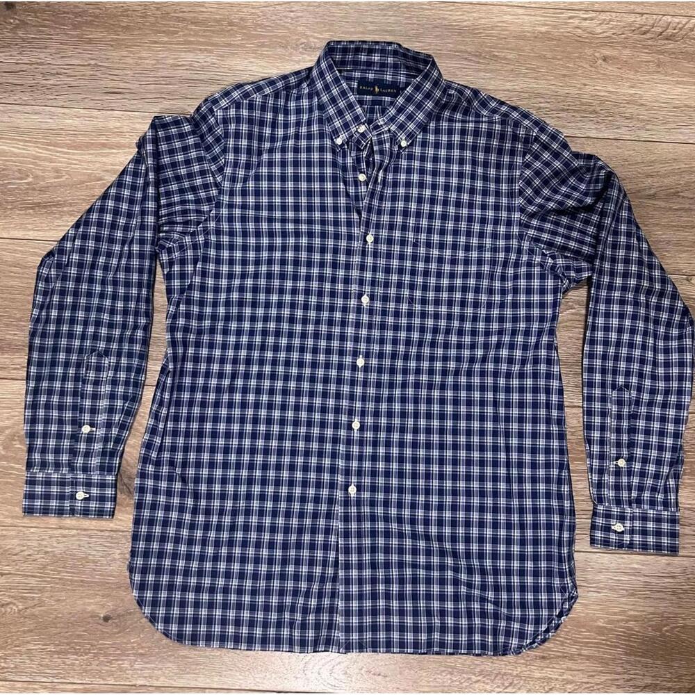 Ralph Lauren Men's Casual Button-Down Shirt - Blue - Large